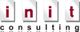 Alt-Text: "Logo mit Schriftzug 'init consulting' in Rot und Grau."