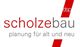 Logo von Scholze Bau mit dem Slogan "planung für alt und neu".