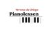 "Pianolessen logo met zwarte toetsafbeeldingen en tekst 'Verona de Diego' erboven."