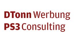 Logo mit Text: "DTonn Werbung PS3 Consulting" in roter Schrift.