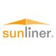 Logo mit gelbem Dachsymbol und dem Schriftzug "sunliner" in Orange und Grau.