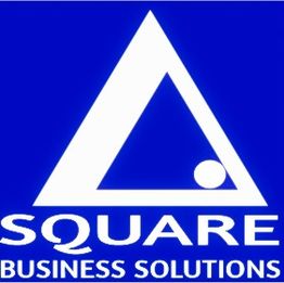 Logo blu di Square Business Solutions con triangolo e cerchio bianchi.