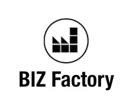 Logo: Schwarze Fabrik-Silhouette in Kreis über dem Text "BIZ Factory".