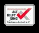 Logo der Organisation "Alt hilft Jung" mit rotem Haken, Sachsen-Anhalt e.V.