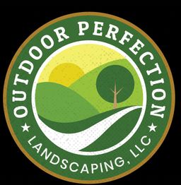 Logo of "Outdoor Perfection Landscaping, LLC" with hills, tree, and sun.
