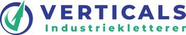 Logo von Verticals Industriekletterer mit blau-grünem Haken in einem Kreis.