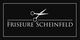 Logo mit weißen Scheren über dem Text "Friseure Scheinfeld" auf schwarzem Hintergrund.