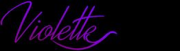 Texto "Violette" en cursiva y color púrpura sobre fondo negro.