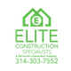Green logo of Elite Construction Specialists with phone number 314-303-7552. House motif above.