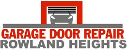 Logo: Garage Door Repair Rowland Heights with a car silhouette inside a garage.