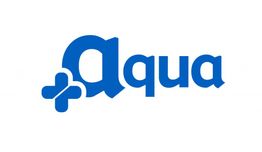 Logo de la palabra "Aqua" en azul con una cruz antes de la "A".