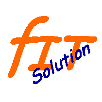 Logo mit orangefarbenem "FIT" und blauem "Solution" auf weißem Hintergrund.