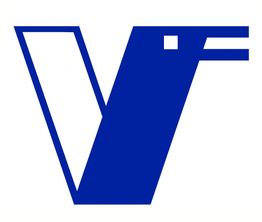 Blaues Logo mit stilisiertem Buchstaben "V", das wie ein Vogelkopf mit Schnabel aussieht.