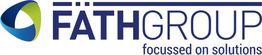 Logo der Fäth Group mit blau-grünem Symbol und dem Slogan "focussed on solutions".