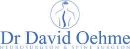 "Logo of Dr. David Oehme, Neurosurgeon & Spine Surgeon, with spine and brain illustration."