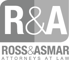 R&A logo; Ross & Asmar, Attorneys at Law, in grayscale.