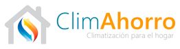 Logo de ClimAhorro con lema "Climatización para el hogar" y diseño de casa.