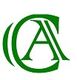 Logotipo con las letras verdes "CA" entrelazadas en un estilo elegante sobre fondo blanco.