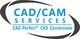 Logo for CAD/CAM Services with the slogan "CAD Perfect™ CAD Conversions" and curved lines.