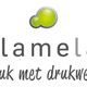 Logo van Reclameland met de tekst "druk met drukwerk" en een groene stip als accent.