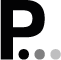 Logo stilizzato con lettera "P" seguita da tre punti neri. Sfondo trasparente.
