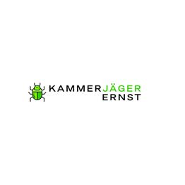 Logo mit grüner Käfer-und-Text: "Kammerjäger Ernst" in Schwarz und Grün.