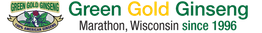 Green Gold Ginseng logo with "Marathon, Wisconsin since 1996" and a stylized plant graphic.