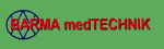 Logo mit Text "BARMA medTECHNIK" auf grünem Hintergrund, links ein blauer Stern im Kreis.