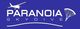 Blaues Logo mit weißem Text "Paranoia Skydive", Flugzeug und Fallschirm-Symbolen.