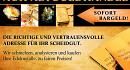 Werbung für Altgoldhandel mit Sofort-Bargeldservice und vertrauenswürdiger Abwicklung.