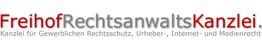Logo der Freihof Rechtsanwaltskanzlei, spezialisiert auf gewerblichen Rechtsschutz und Medienrecht.
