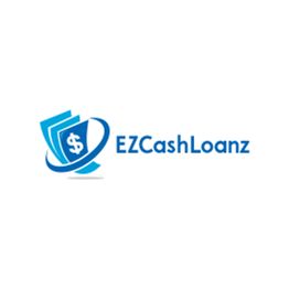 Blue EZCashLoanz logo with money symbol and circular swoosh design.
