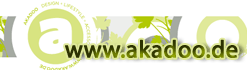 Logo mit URL "www.akadoo.de" und stilisiertem Buchstaben "a".