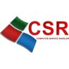 Logo mit bunten Formen und rotem Text "CSR", daneben "Computer Service Baselgia".