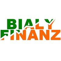 Logo mit dem Text "Bialy Finanz" in grüner und orangefarbener Schrift auf weißem Hintergrund.