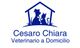 Logo: sagome blu di cane e gatto in una casa, testo "Cesaro Chiara, Veterinario a Domicilio".
