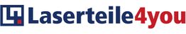 Logo mit Text "Laserteile4you" in Blau und Rot.