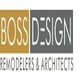 Logo of Boss Design, Remodelers & Architects, with gold and gray color blocks.