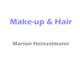 "Make-up & Hair" in lila Schrift, darunter "Marion Heinzelmann" in Grau.