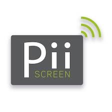 Graues Logo mit Text "Pii SCREEN" und grünen Empfangswellen oben rechts.