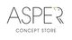 Logo "ASPER Concept Store" mit stilisiertem Vogelmotiv im Buchstaben "R".