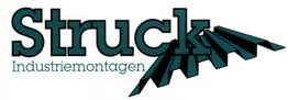 Logo mit dem Text "Struck Industriemontagen" und stilisierten Gebäudegrafiken rechts.