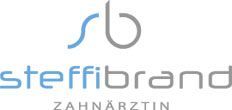Logo mit den Buchstaben "sb", darunter steht "steffibrand ZAHNÄRZTIN" in Blau und Grau.