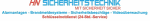 Textgrafik mit "HW Sicherheitstechnik" und Sicherheitsdienstleistungen in Blau und Rot.