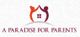 Logo with two figures forming a roof over a house, text: "A Paradise for Parents."