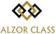 Logotipo de Alzor Class con rombos entrelazados en negro y dorado.