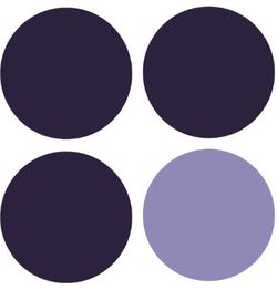 Vier Kreise: drei in dunklem Lila, einer in hellem Lila.
