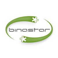 Grünes Logo mit dem Text "binastar" und zwei weißen Sternen in einem ovalen Kreis.