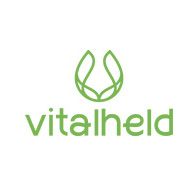 Grünes "vitalheld"-Logo mit stilisiertem Blattmotiv darüber auf weißem Hintergrund.