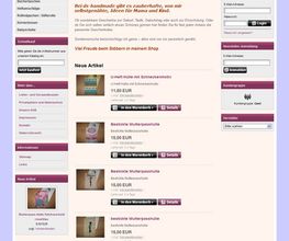 schreenshot von www.ds-handmade.de - ein Onlineshop auf Basis von xtcModified, Templatdesign und Shopmodul Anpassungen